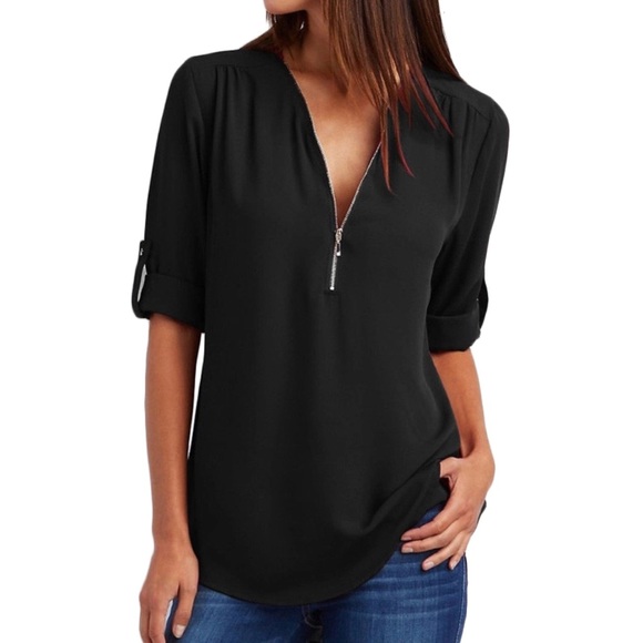Tops - 🖤Beautiful Zipper Front Blouse🖤